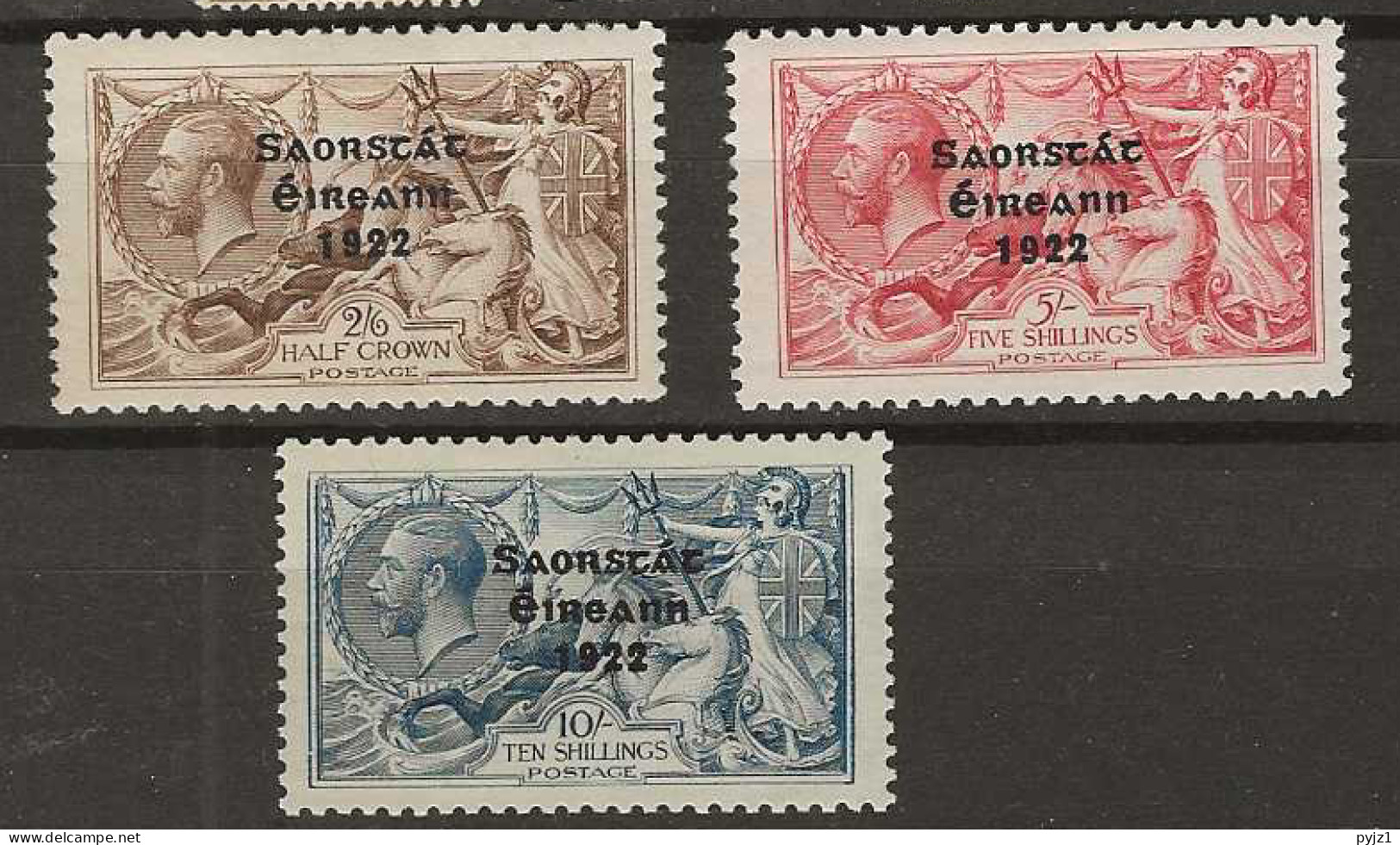 1922 MH Ireland Mi 37-39-I Wide Overprint - Ongebruikt