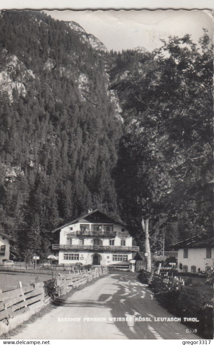 D5113) LEUTASCH - Tirol - Gasthof Pension WEISSES RÖSSL - Straße U. Haus DETAILS Alt - Leutasch