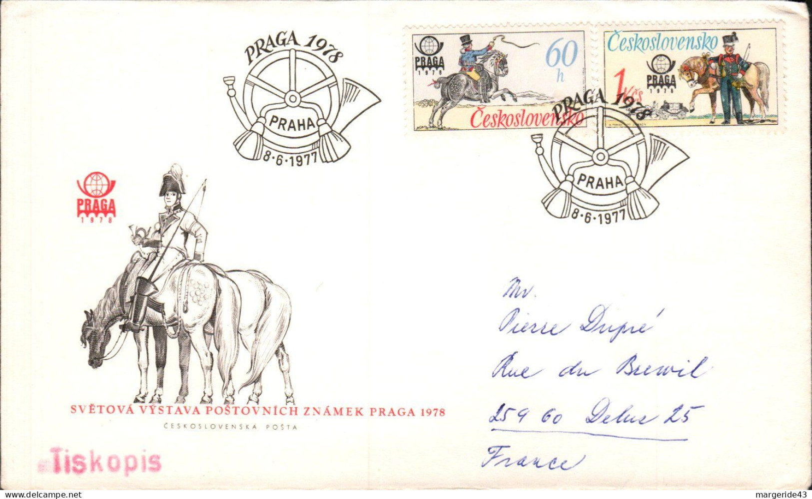 TCHECOSLOVAQUIE LETTRE FDC "30 ANS UNESCO" POUR LA FRANCE 1977 - Briefe U. Dokumente