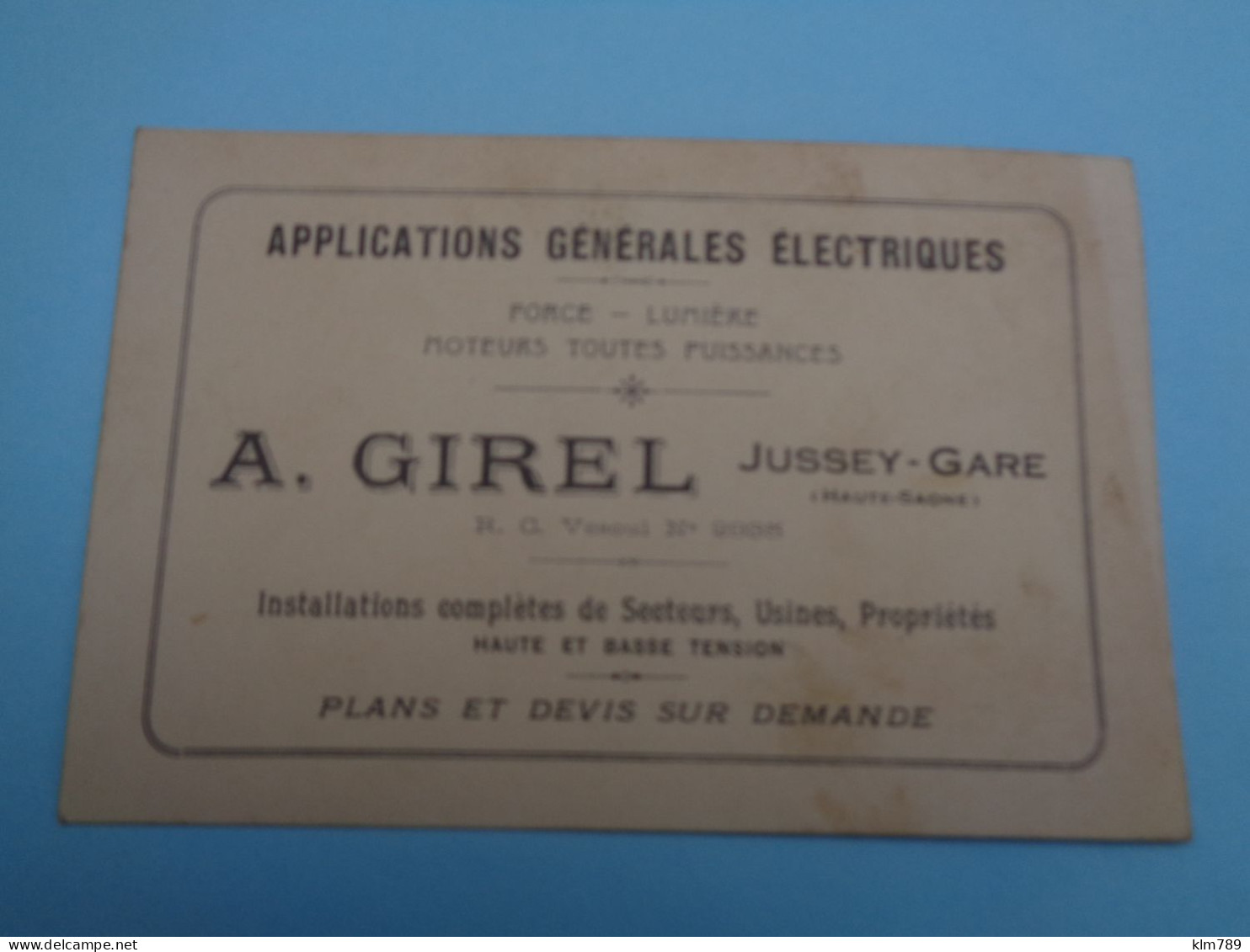 70 - Haute Saone - Jussey Gare - Carte / Avis De Passage - A.Girel - électricité - Moteurs - - Jussey