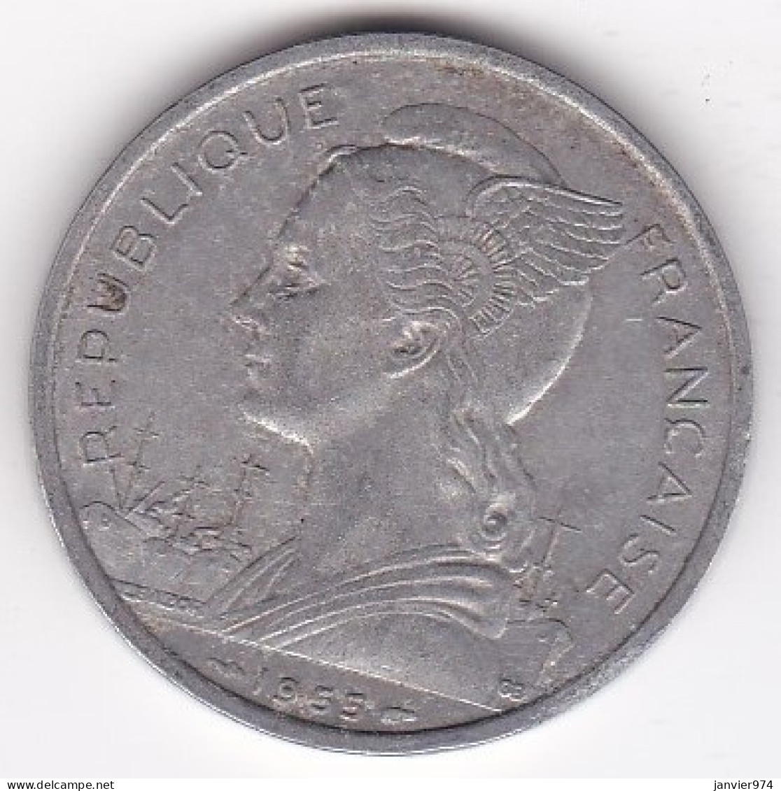 Ile De La Réunion 5 Francs 1955 , En Aluminium, Lec# 69 - Riunione