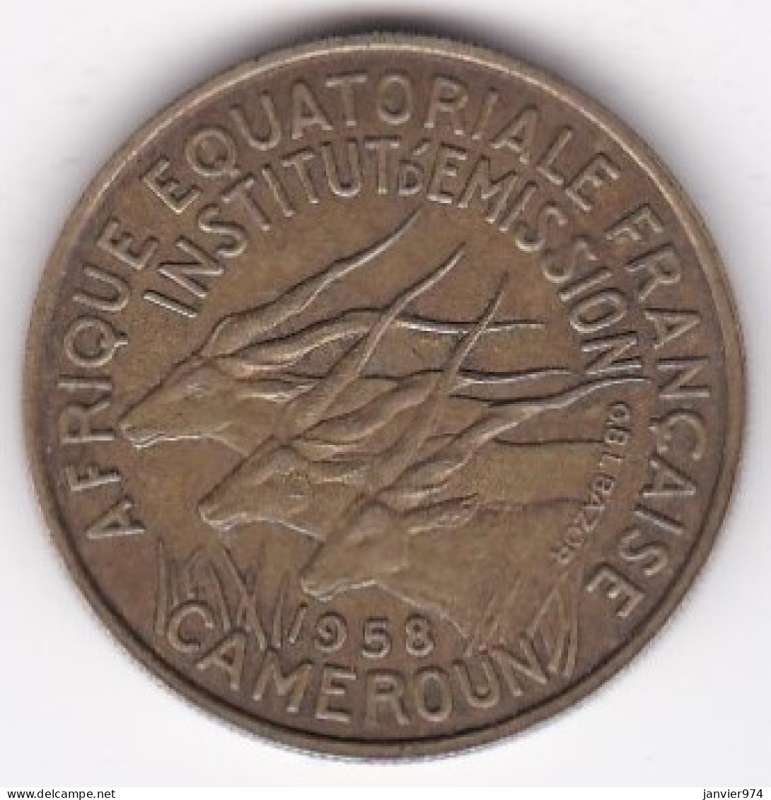 A.E.F. Cameroun, 25 Francs 1958, En Bronze Aluminium. KM# 12 - Frans-Equatoriaal-Afrika