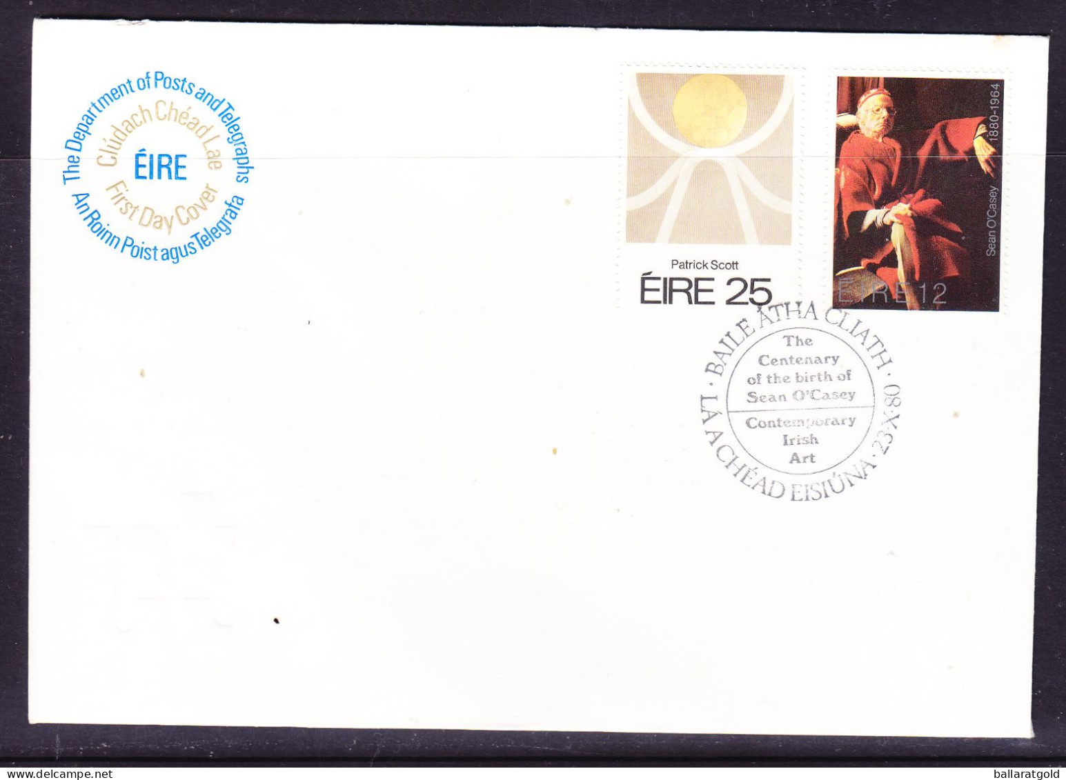 Ireland 1980 Sean O'Casey & Patrick Scott First Day Cover - Unaddressed - Covers & Documents