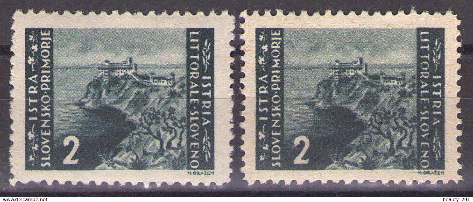 ISTRIA E LITORALE SLOVENO 1945. Tiratura Di Lubiana, Dent. 10 1/2-11 1/2, Sass. 45,DIFFERENT COLOR MH* - Jugoslawische Bes.: Slowenische Küste