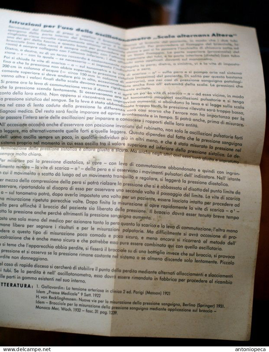 The Von Recklinghausen Scala Alternans Altera Oscillotonometer, COMPLETO DI VALIGETTA IL CUOIO E DI TUTTI GLI ACCESSORI. - Other & Unclassified