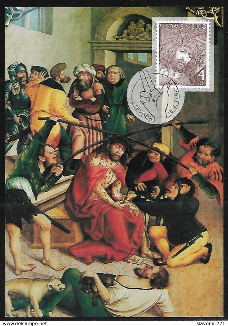 Slovakia   Carte Maximum   RARE 2000 ** Easter Stamps - Stations Of The Cross  **  Slowakei - Lettres & Documents