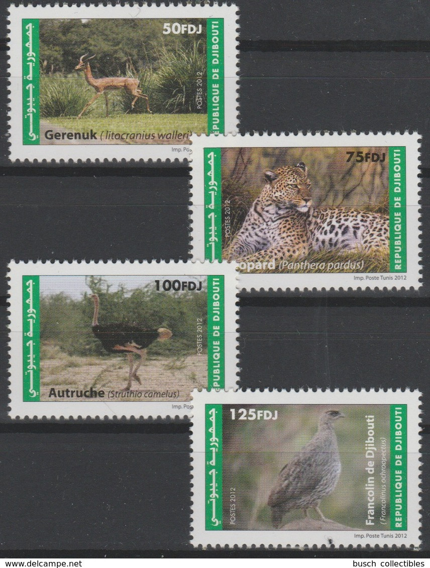 Djibouti Dschibuti 2012 Mi. 815 818 ** Neuf MNH Faune Fauna Leopard Panther Autruche Ostrich Strauß Bird Oiseau Gerenuk - Autruches