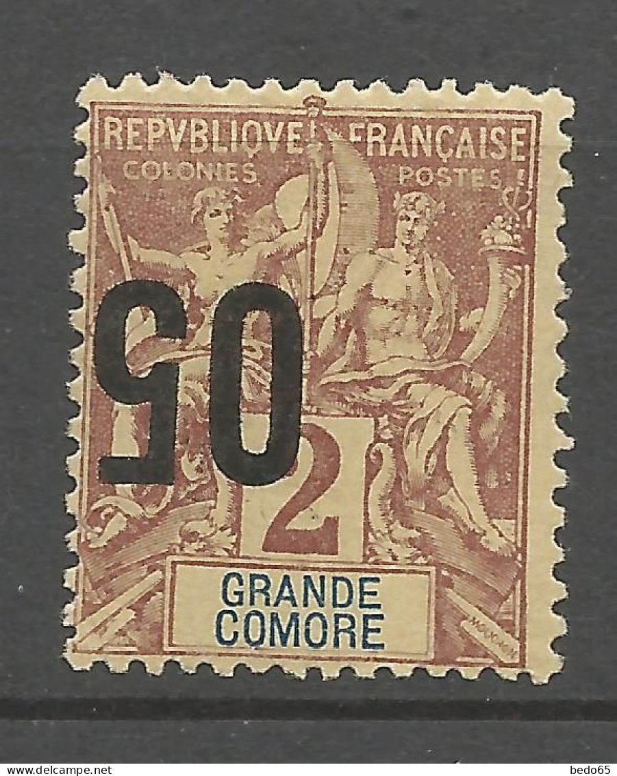 GRANDE COMORE N° 20e Surcharge Renversée NEUF* CHARNIERE / Hinge  / MH - Neufs