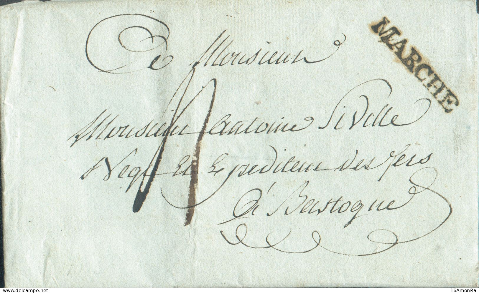 Magnifique Lettre De BARVAUX le 23 Juillet 1815 Avec Griffe Noire MARCHE (H.29) Idéalement Apposée, Adressée à Bastogne. - 1814-1815 (Generaal Gouv. België)