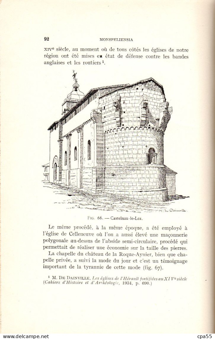LES EGLISES ROMANES DU DIOCESE DE MONTPELLIER par Maurice de Dainville  -  2 TOMES BIEN RELIES à voir
