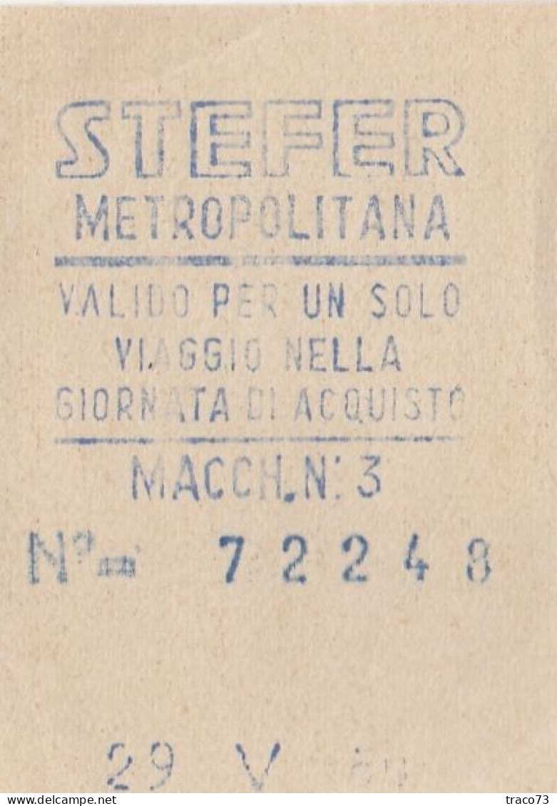 STEFER METROPOLITANA - ROMA   /  Biglietto _ 1960 - Europa