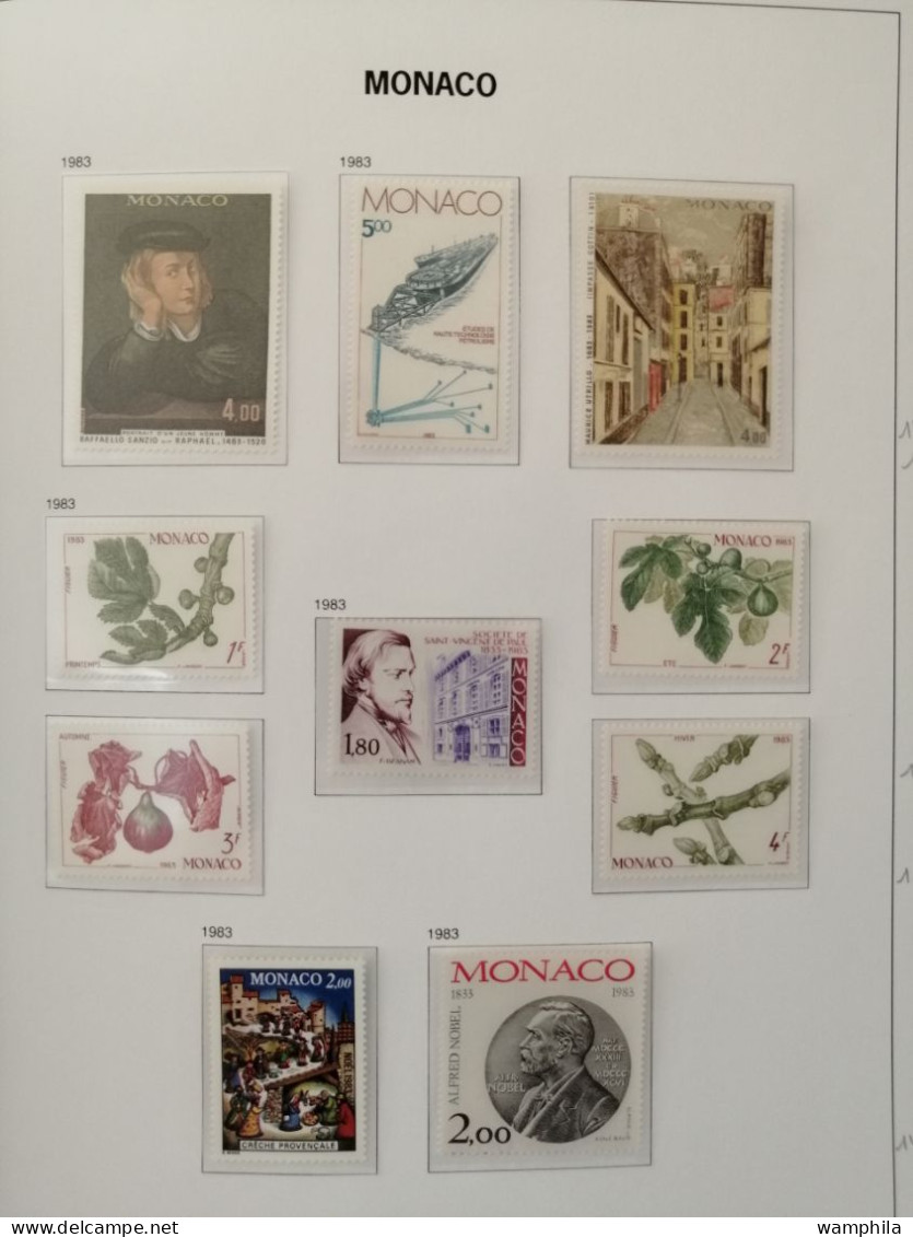 Monaco une collection en album "DAVO" 1980/1987** poste. P.A. blocs, préoblitérés, taxe. cote +1500€.