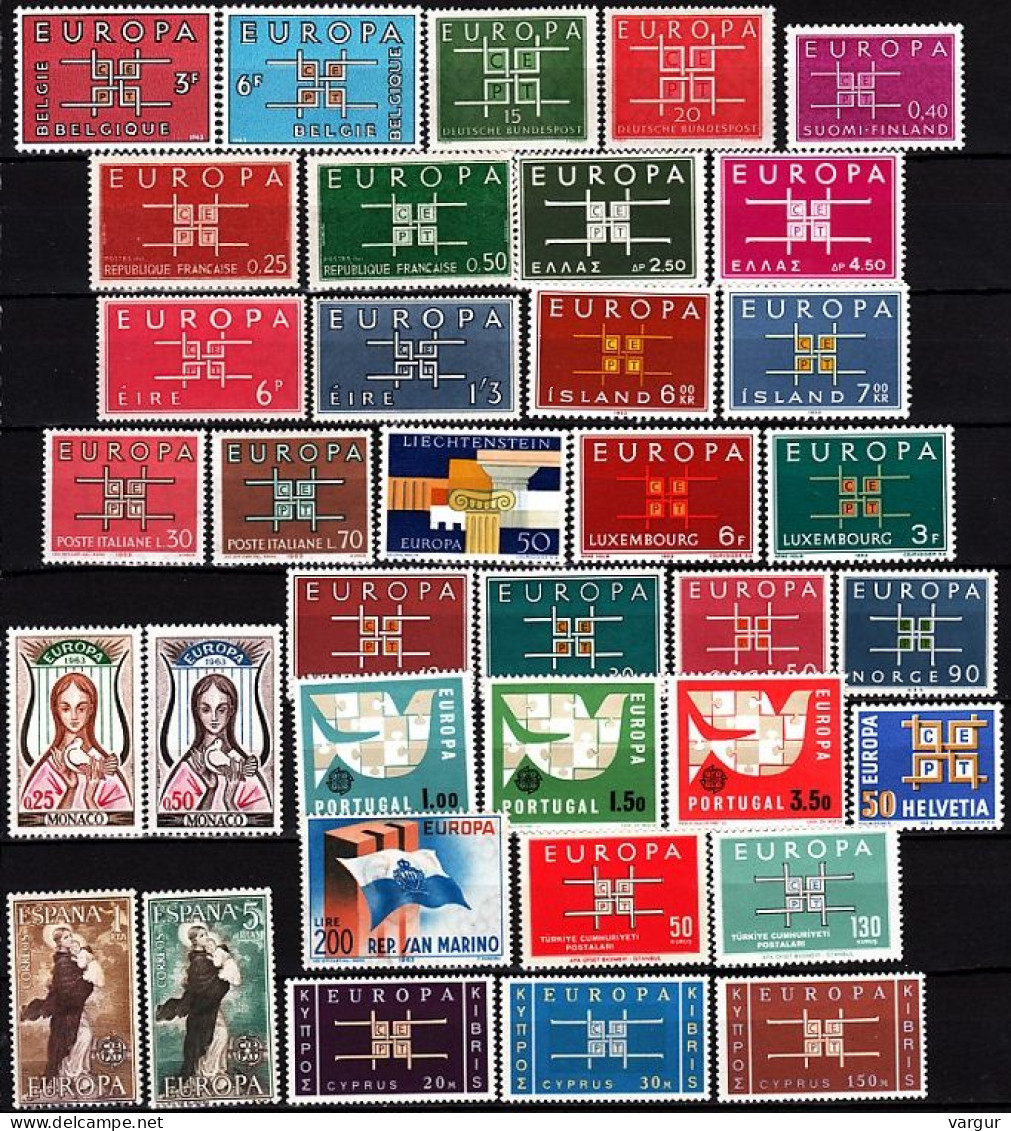 EUROPA CEPT 1963 Complete Collection: 19 Countries, MNH - Volledig Jaar