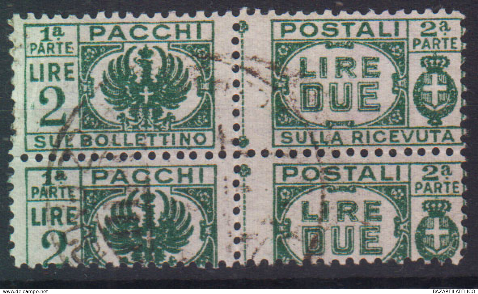 LUOGOTENENZA 1946 PACCHI POSTALI COPPIA 2 L VARIETA' N.64l US. CERT. NON QUOTATO - Gebraucht