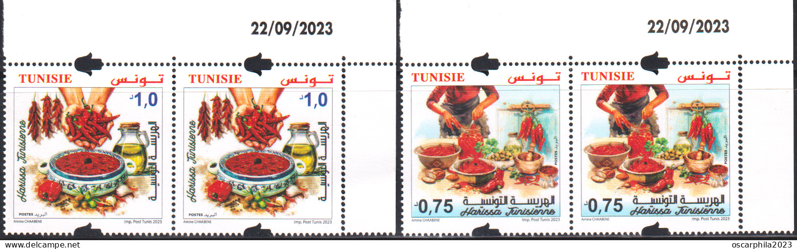 2023.Tunisie - émission N° 11, Harissa Tunisienne - Série Compléte  - En Paire - Coin Daté 4V/  MNH***** - Gemüse