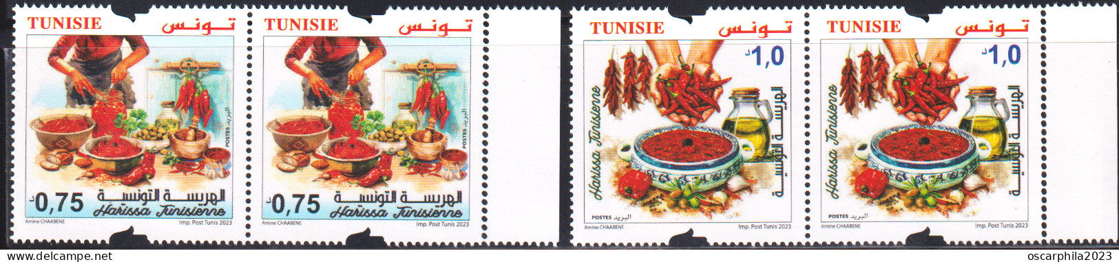 2023.Tunisie - émission N° 11, Harissa Tunisienne - Série Compléte  - En Paire - 4V/  MNH***** - Vegetables