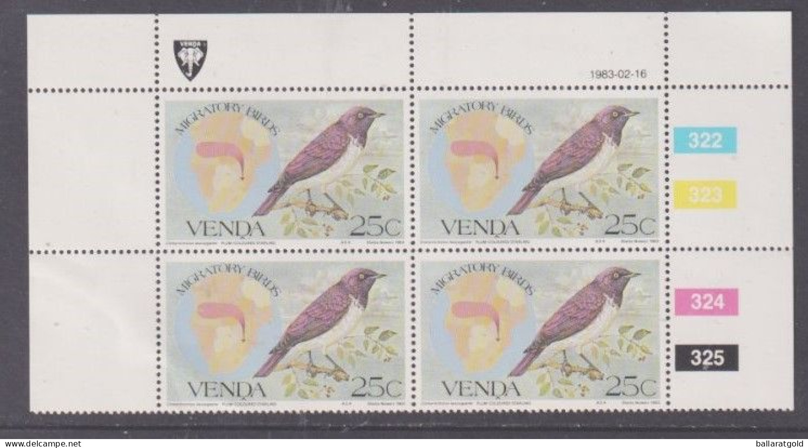 Venda 1983 Migratory Birds Plated Blocks 4 MNH - Venda