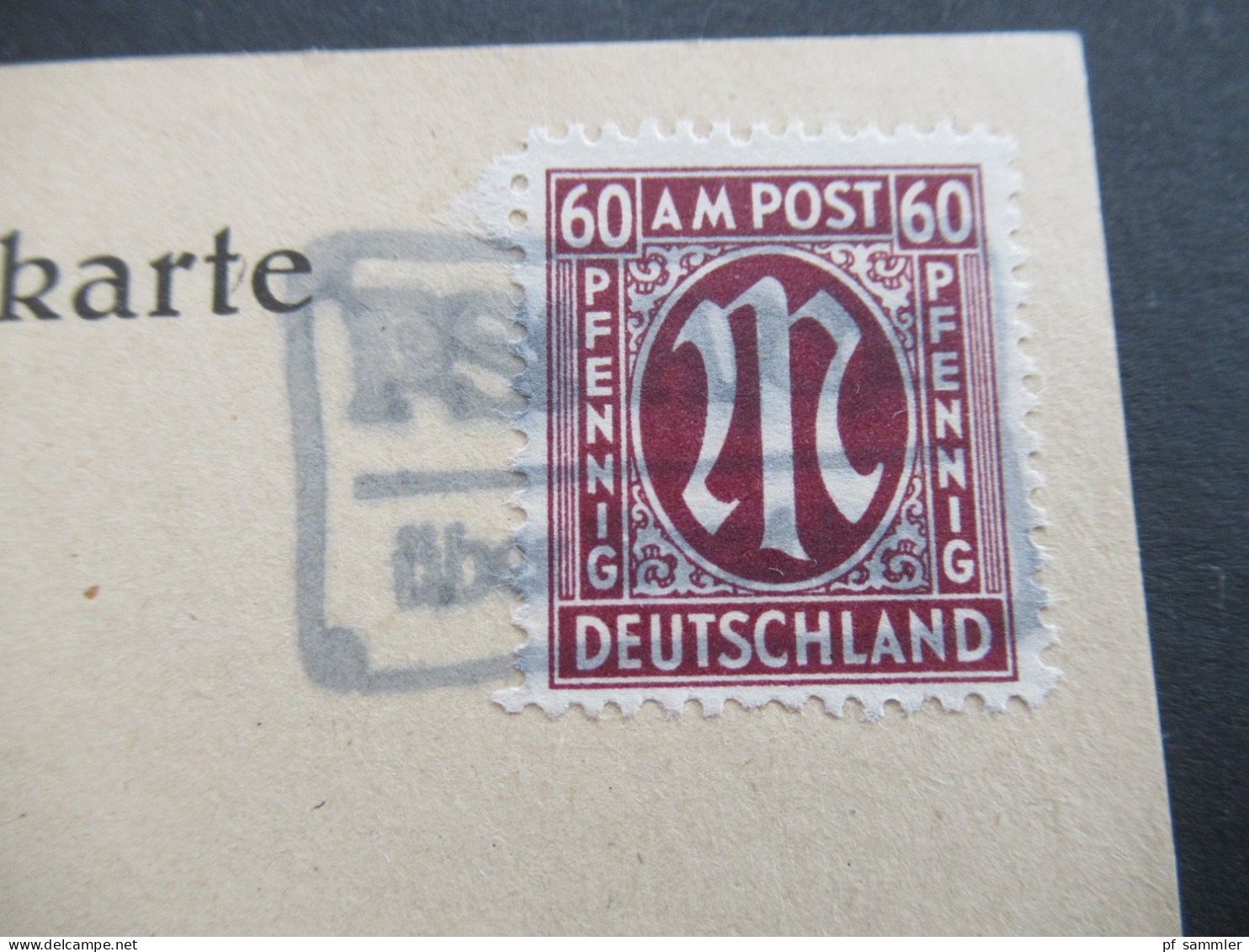 Am Post 28.7.1946 Nr.33 EF PK Einschreiben Ascha über Straubing Mit Landpoststempel Und Roter L1 Nachgebühr - Briefe U. Dokumente