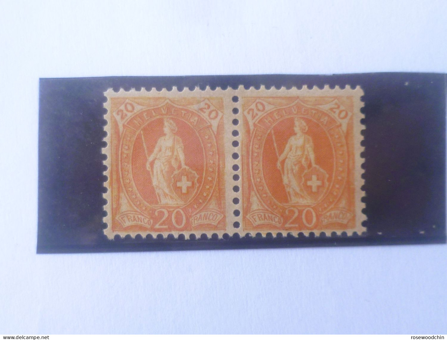 1882-1904 SWITZERLAND STANDING HELVETIA 20C PAIR OF 2 STAMP MNH (S-91) - Nuevos