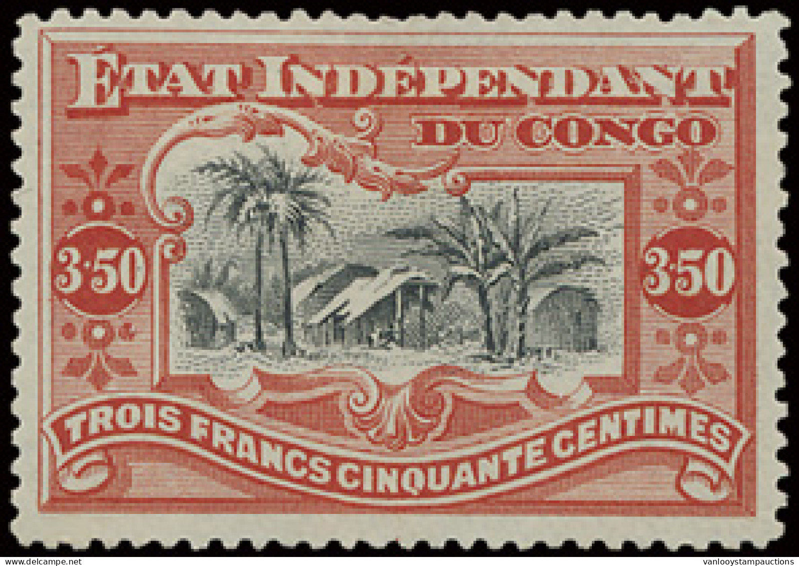 * N° 27 3,50fr. Vermilion Mols Congo Free State Issue, Very Fresh, Vf (OBP €260) - Autres & Non Classés