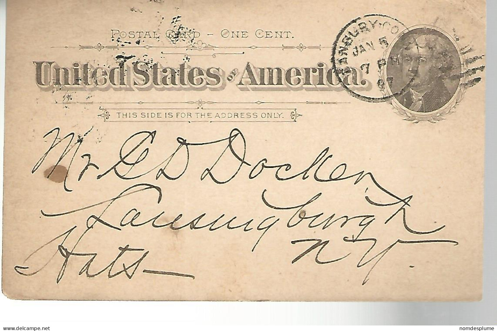 52904 ) USA Postal Stationery Danbury Postmark Duplex 1897 - ...-1900