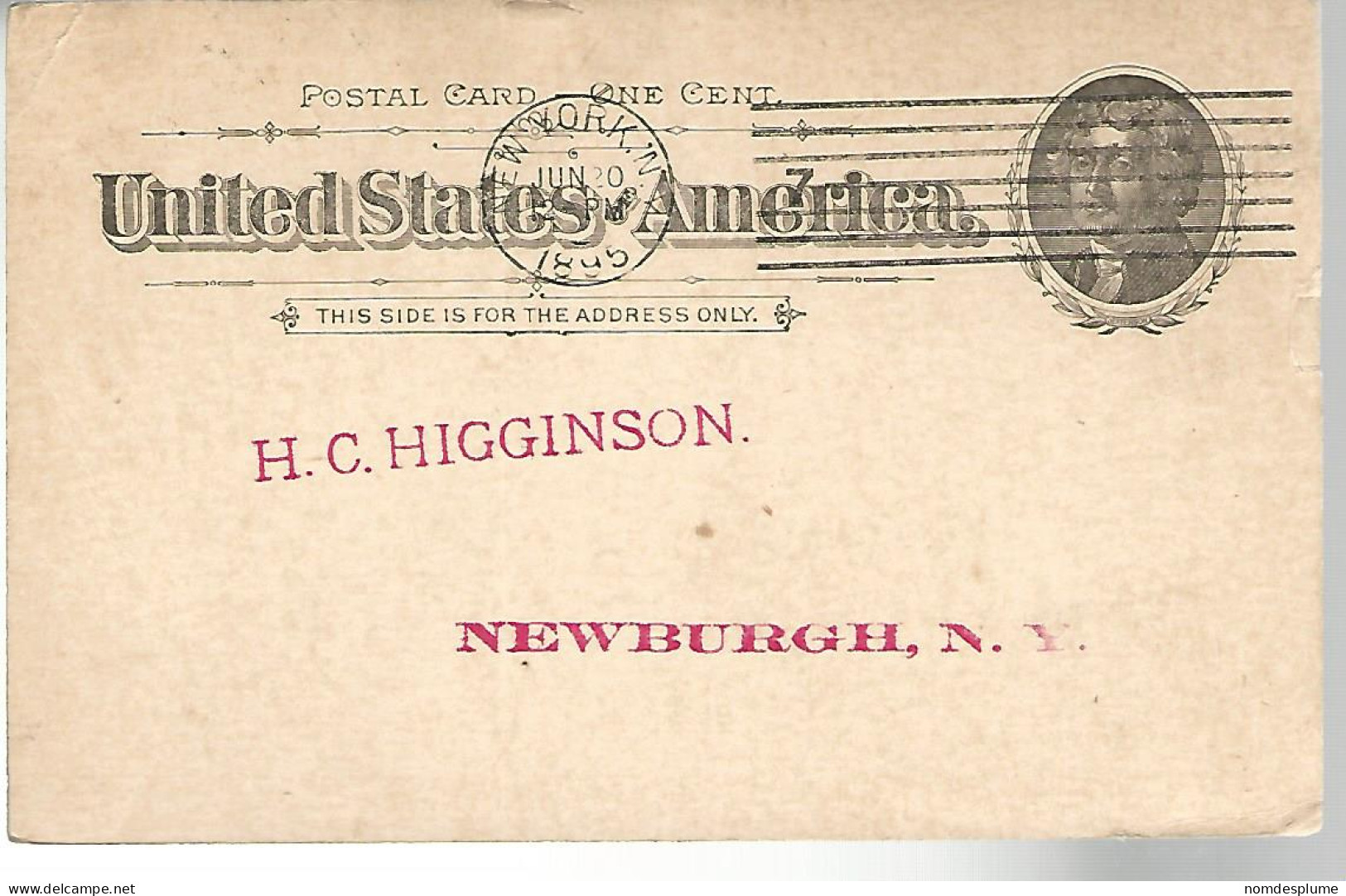 52907 ) USA Postal Stationery Newburgh New York Postmarks  1895 - ...-1900