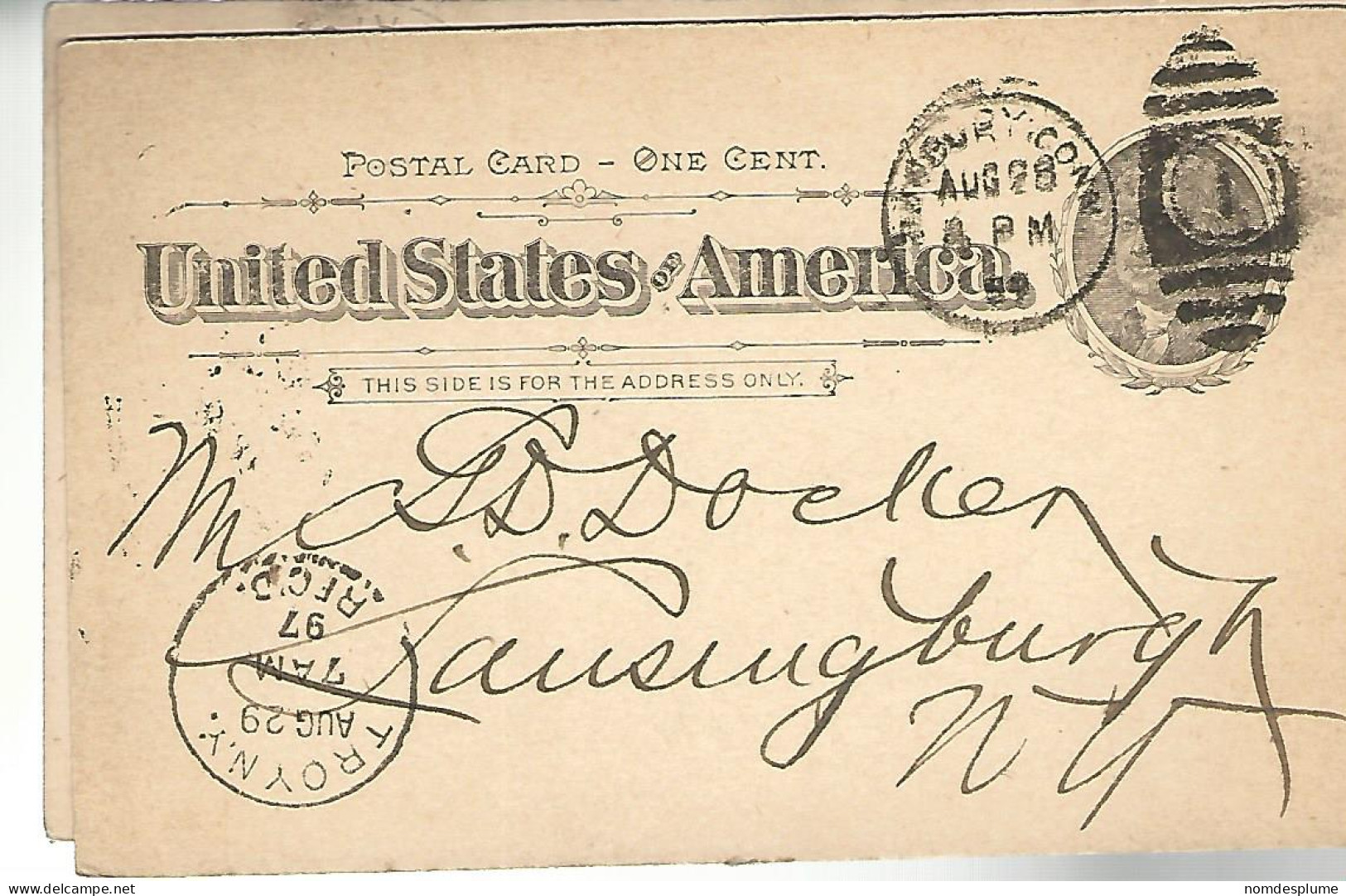 52912 ) USA Postal Stationery Troy  Danbury Postmarks Duplex 1897 - ...-1900