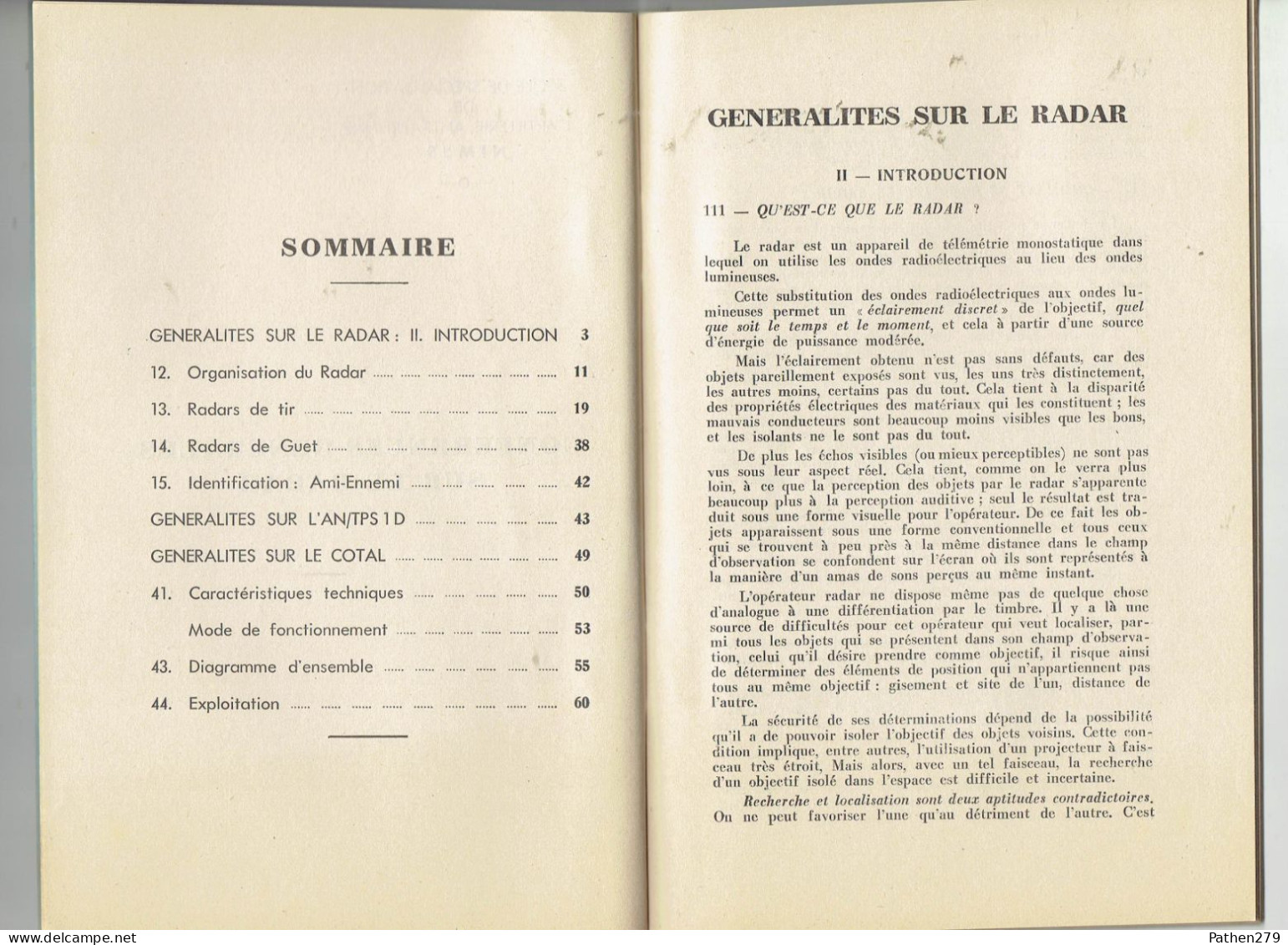 Fascicule De Cours "Conférences Générales Sur Le RADAR" - ESAA Nimes - Cour Pratique De Tir Antiaérien - 1956 - French