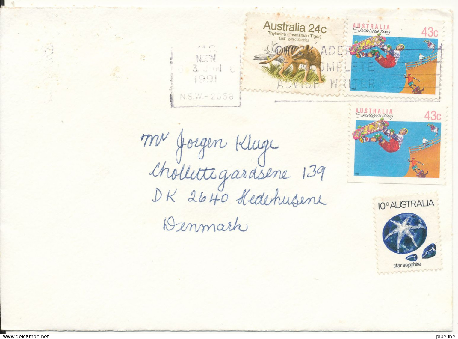 Australia Cover Sent Air Mail To Denmark 3-6-1991 Single Franked - Briefe U. Dokumente