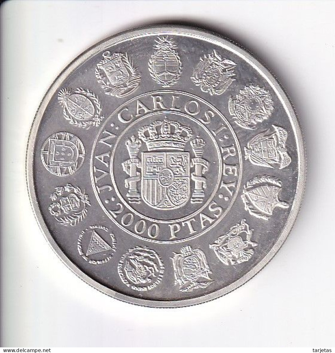 MONEDA PLATA DE ESPAÑA DE 2000 PESETAS DEL AÑO 1991 ENCUENTRO ENTRE DOS MUNDOS (COIN)(SILVER-ARGENT) - 2 000 Pesetas