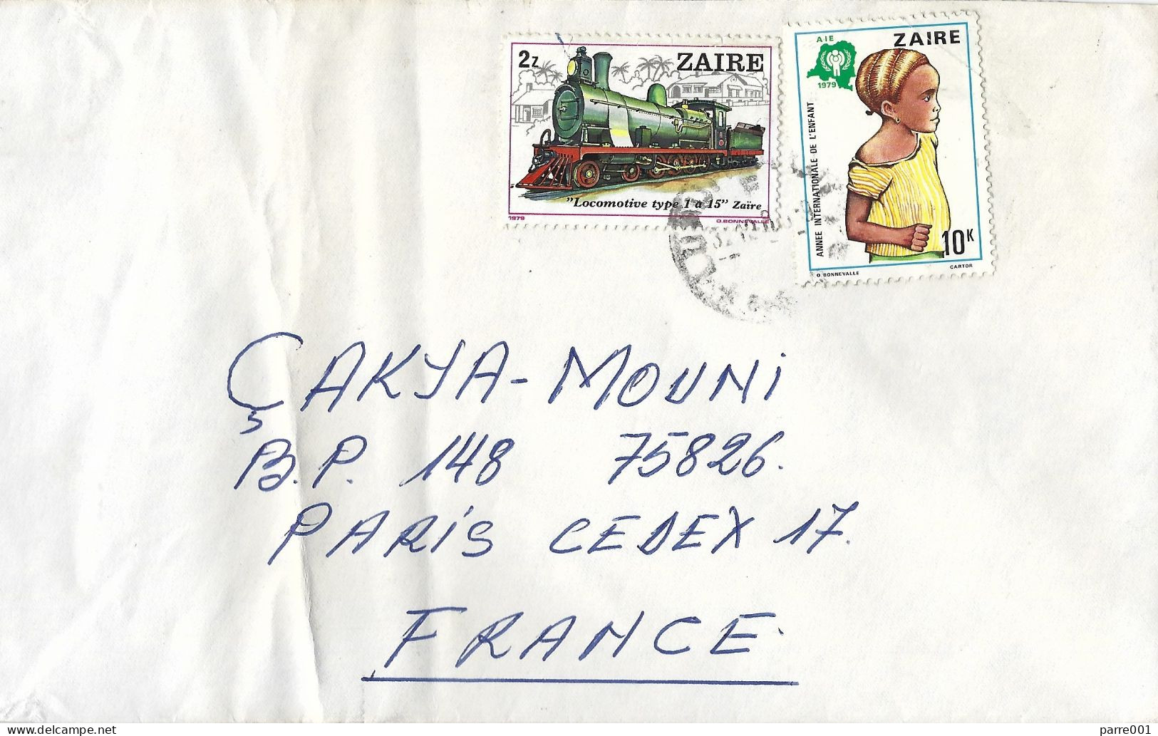 Zaire DRC Congo 1980 Lumumbashi Locomotive Train Type Zaire International Child Year ICY Cover - Lettres & Documents