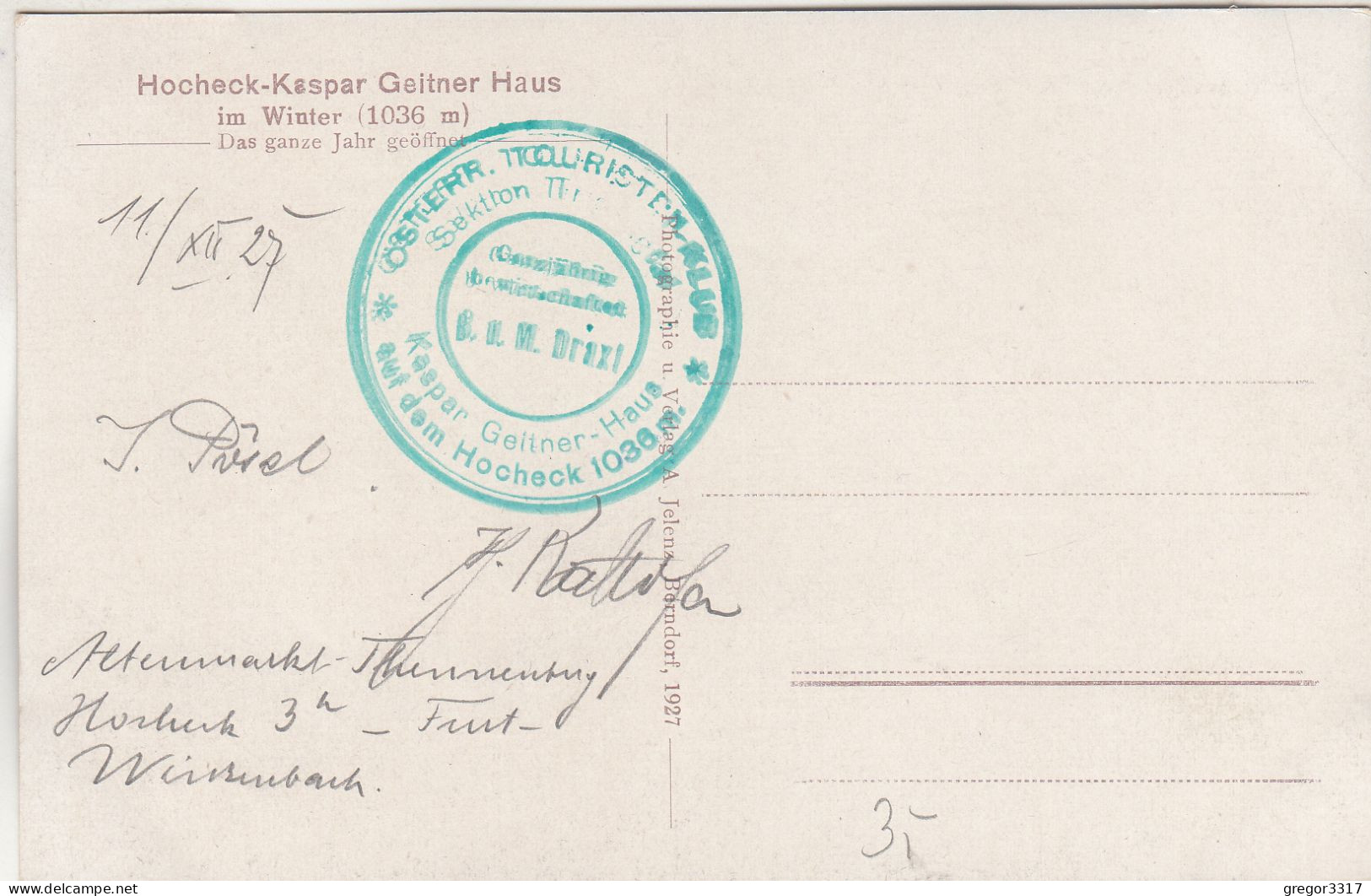 D5320) HOCHECK KASPAR Geitner Haus Im Winter ALT ! 1927 - Mureck