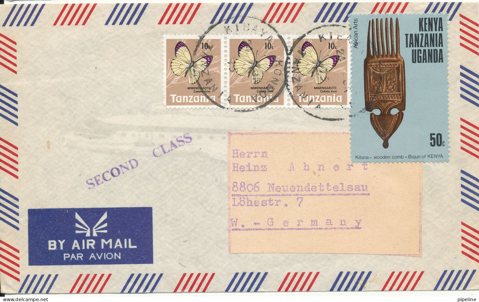 Kenya, Uganda & Tanzania Air Mail Cover Sent Second Class To Germany - Kenya, Uganda & Tanzania