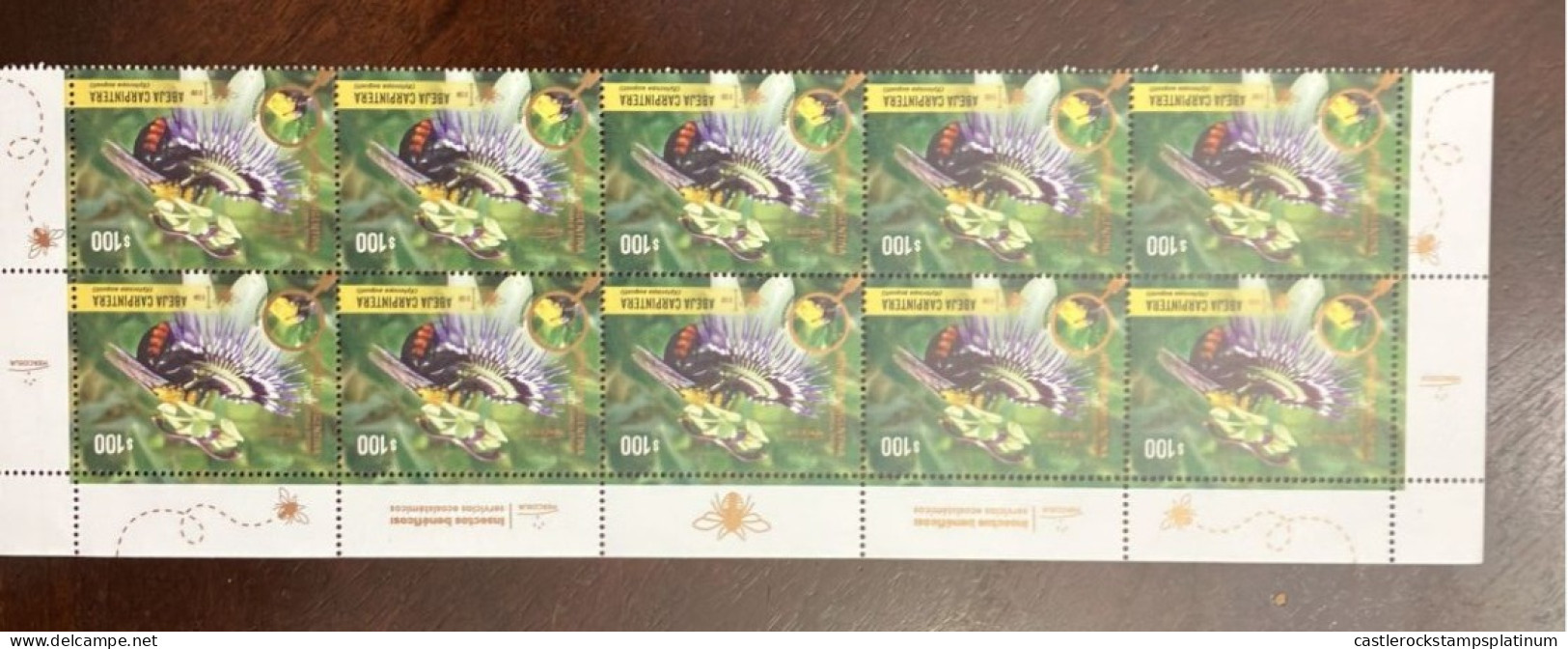 P) 2022 ARGENTINA, MERCOSUR ISSUE, BENEFICIAL INSECTS, CARPENTRY BEE, BLOCK OF 10, MNH - Autres & Non Classés