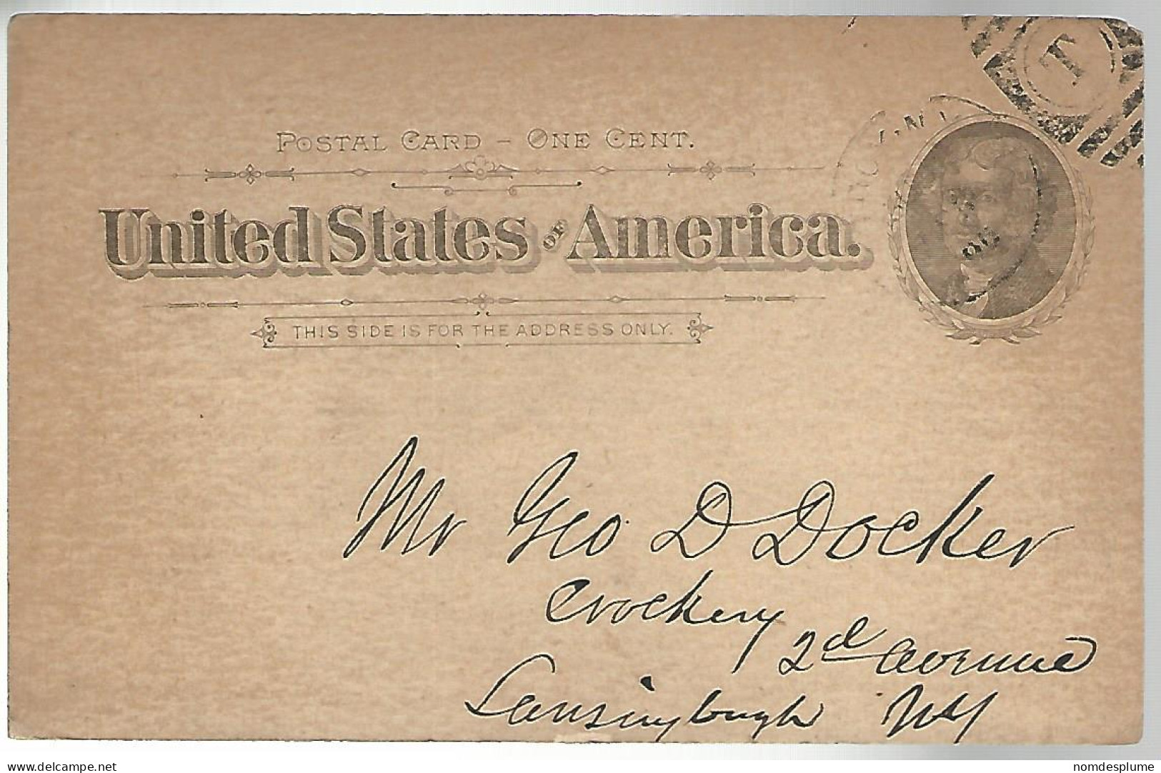 52915 ) USA Postal Stationery  Troy Postmark Duplex 1896 - ...-1900