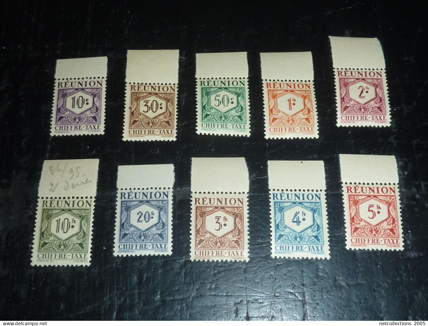 REUNION TIMBRE TAXE 1947 N°26/35 CHIFFRE-TAXE - NEUF SANS CHARNIERE (20/09) - Postage Due