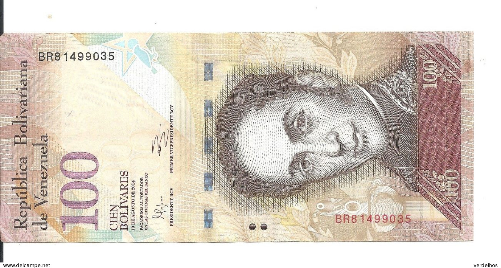 VENEZUELA 100 BOLIVARES 2014 VF P 93 h