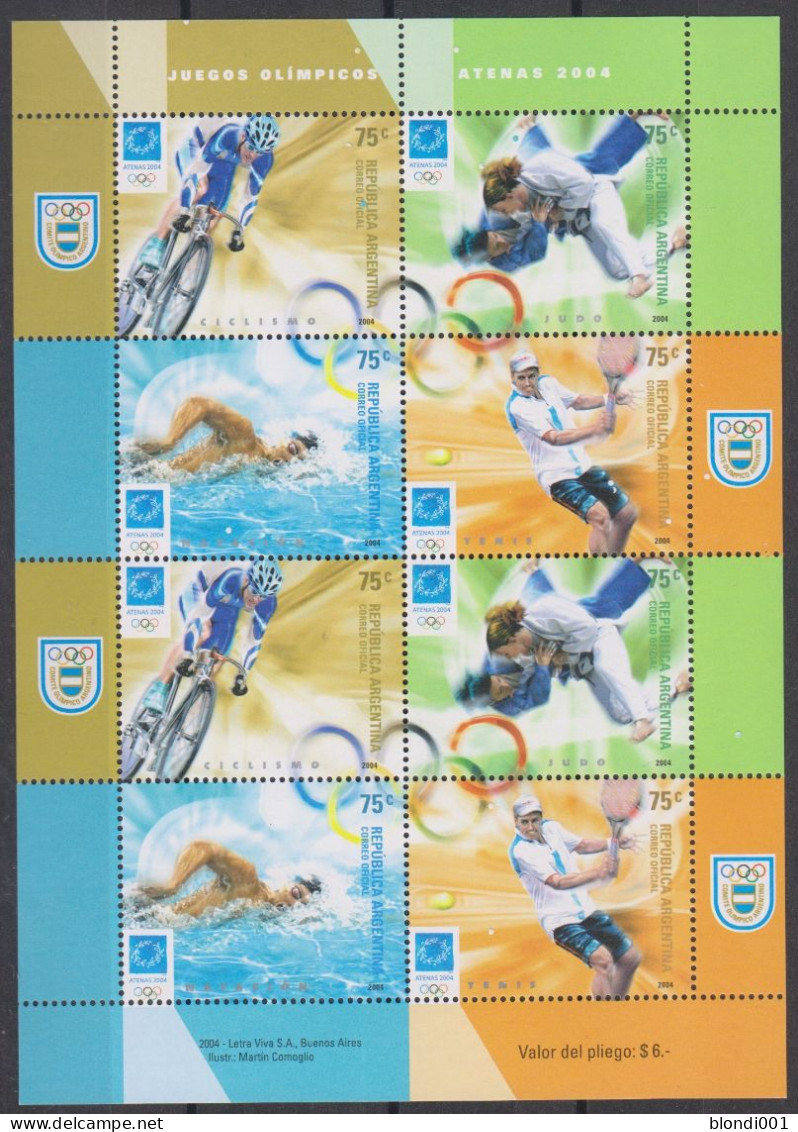 Olympics 2004 - Judo - Tennis - ARGENTINA- Sheet MNH - Summer 2004: Athens