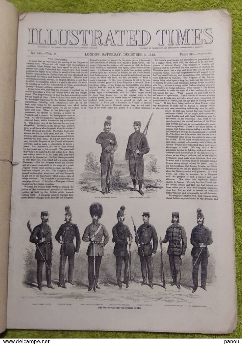 THE ILLUSTRATED TIMES 244. DECEMBER 3, 1859 JEWS MOROCCO MAROC ISRAEL ALGERIA BELGRADE SERVIA SARDINIA SARDEGNA ZURICH - Andere & Zonder Classificatie