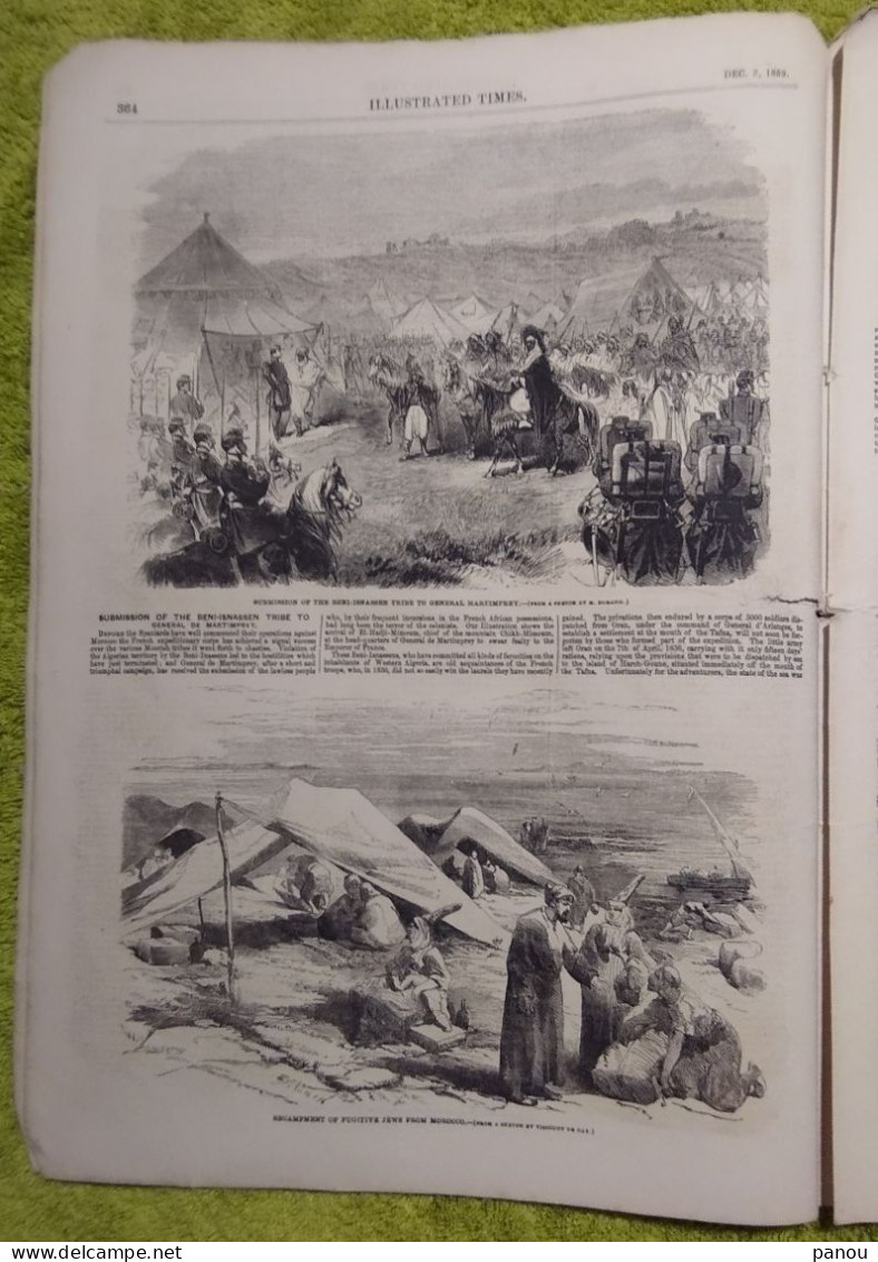 THE ILLUSTRATED TIMES 244. DECEMBER 3, 1859 JEWS MOROCCO MAROC ISRAEL ALGERIA BELGRADE SERVIA SARDINIA SARDEGNA ZURICH - Andere & Zonder Classificatie
