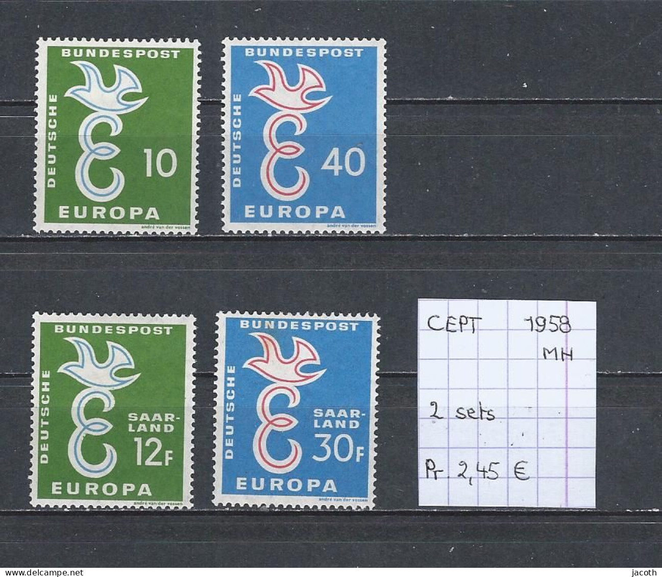 (TJ) Europa CEPT 1958 - 2 Sets (postfris Met Plakker/neuf Avec Charnière/MH) - 1958