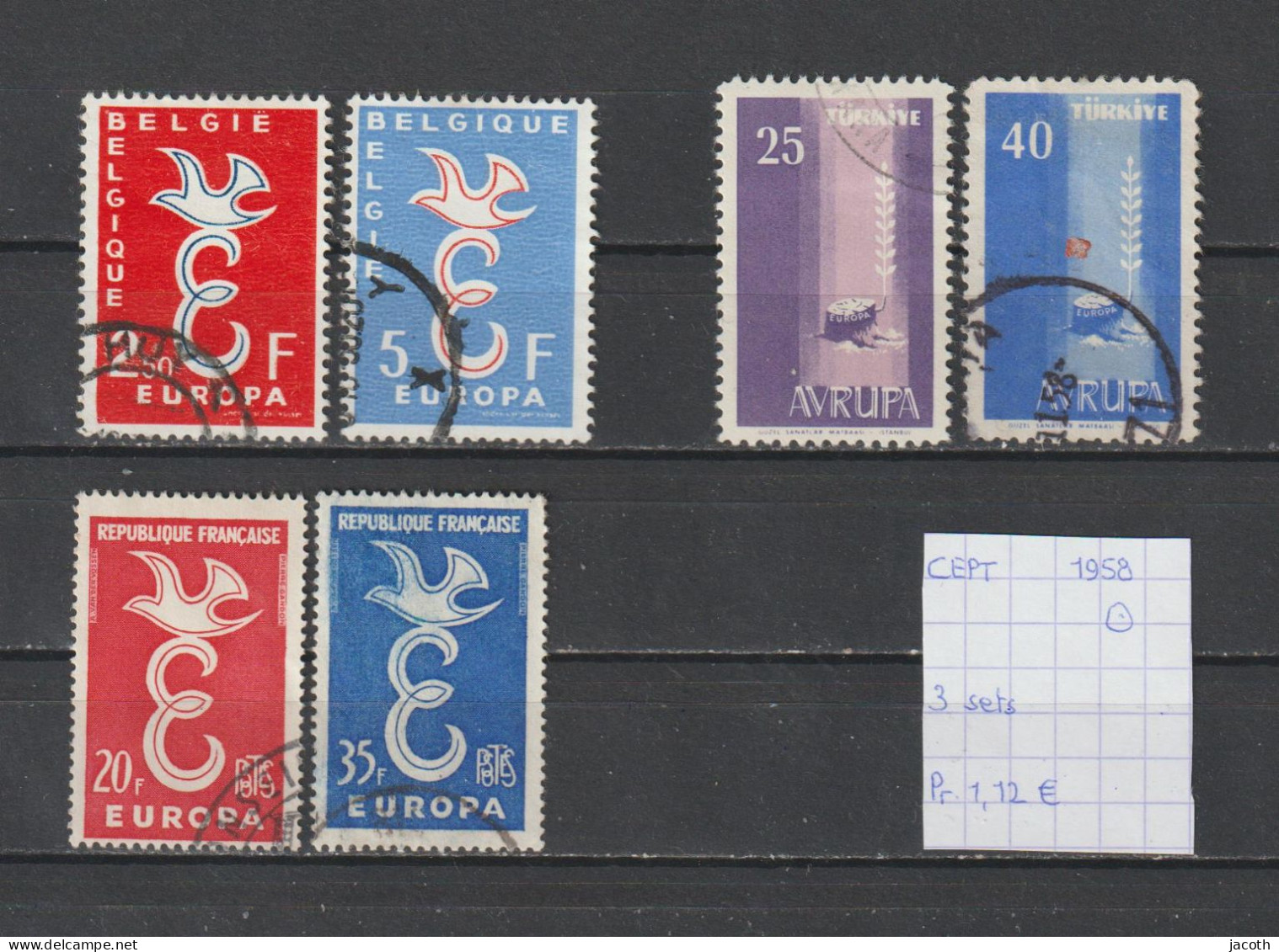 (TJ) Europa CEPT 1958 - 3 Sets (gest./obl./used) - 1958