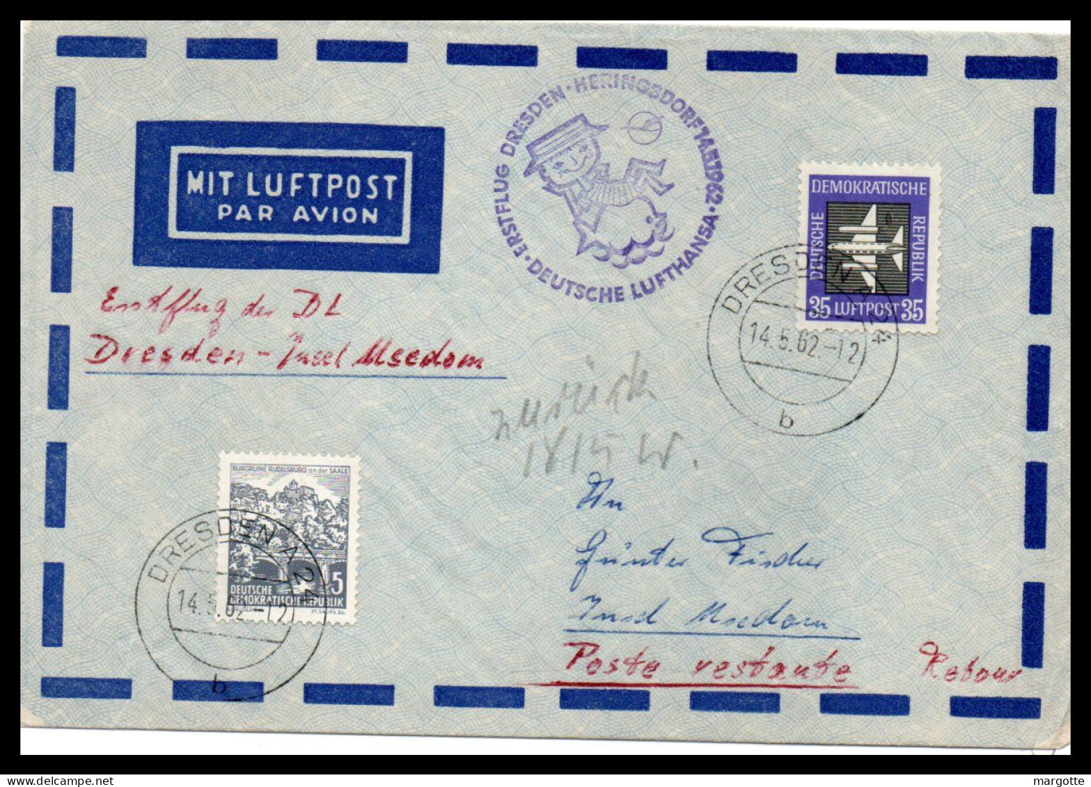 Allemagne DDR  Envoi Postal  1962 - Airmail