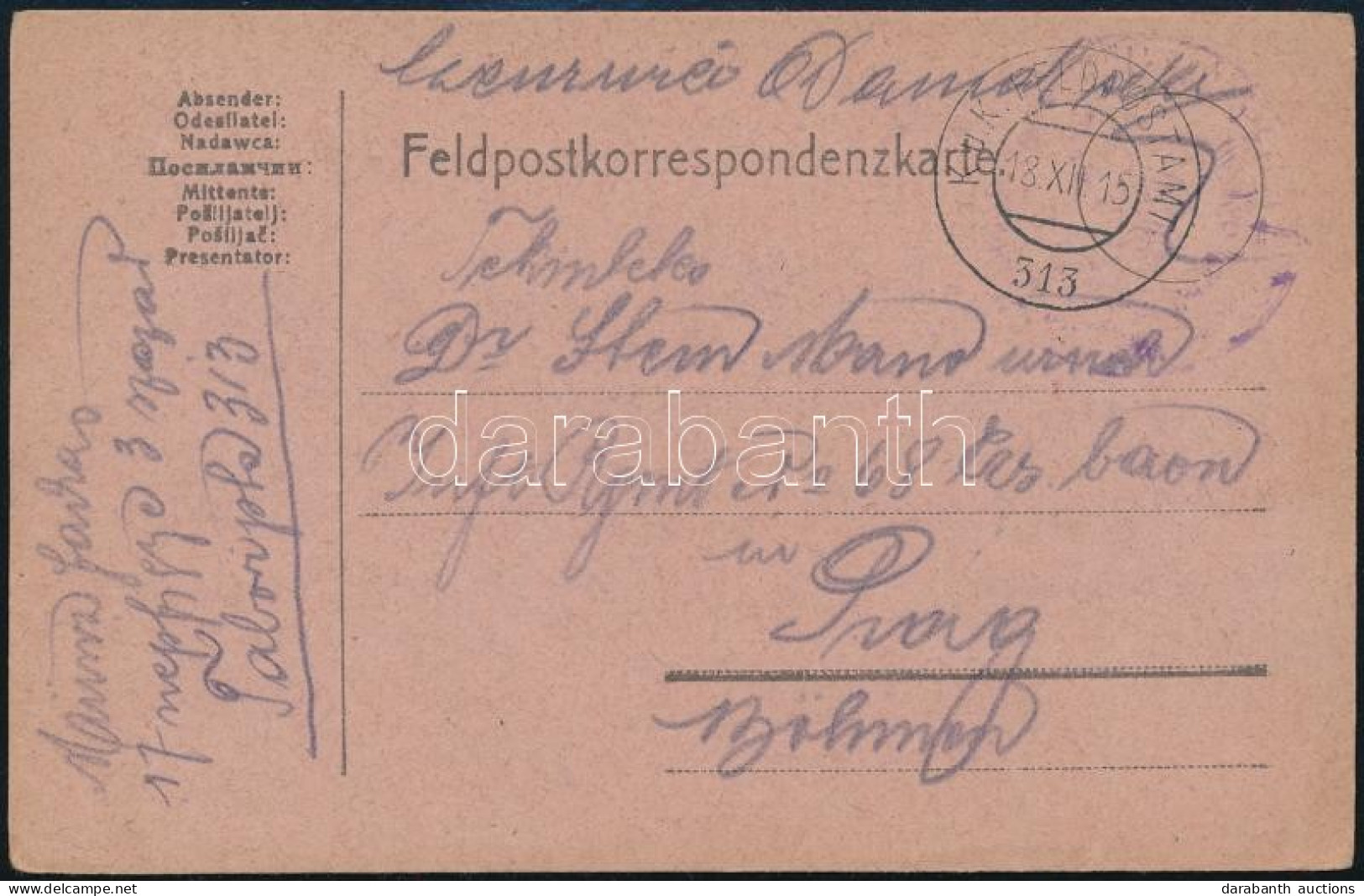 1915 Tábori Posta Levelezőlap "FP 313" - Otros & Sin Clasificación