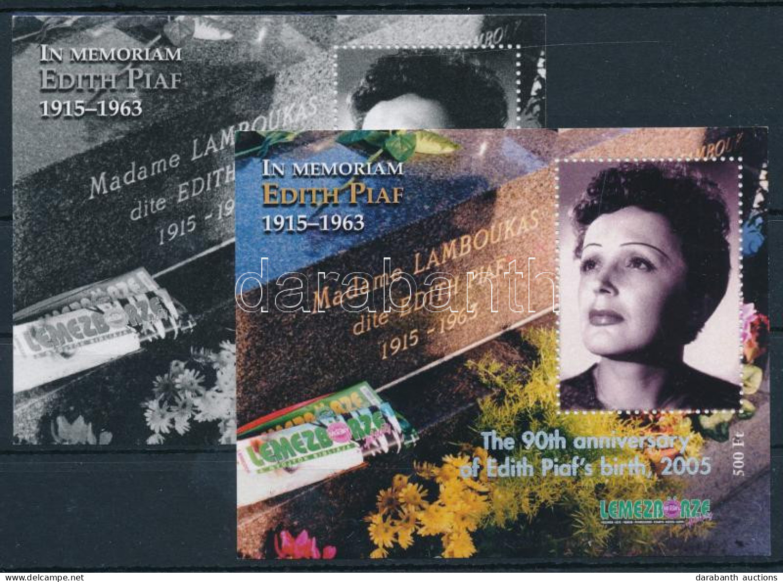 ** 2003 In Memoriam Edith Piaf Emlékívpár Ezüst Felülnyomattal (7.500) - Autres & Non Classés