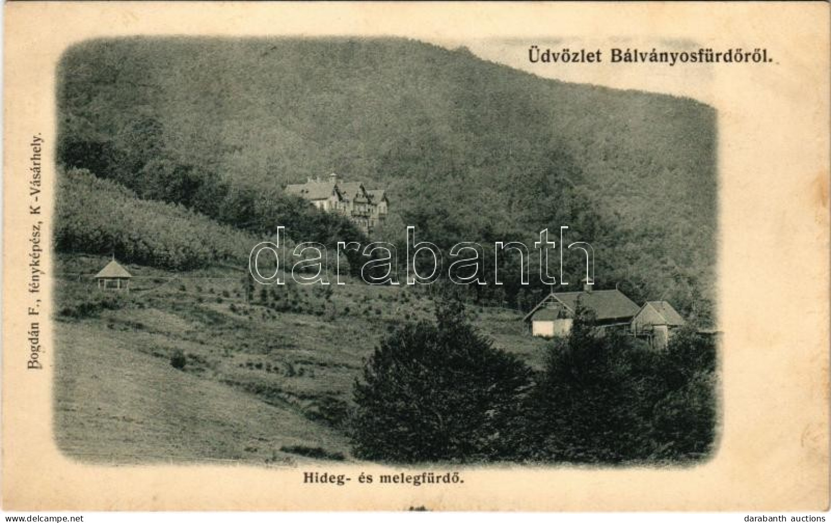 T2/T3 1908 Bálványosfürdő, Baile Balvanyos (Torja, Turia); Hideg és Meleg Fürdő. Bogdán F. Fényképész / Spa, Bath (fl) - Non Classificati