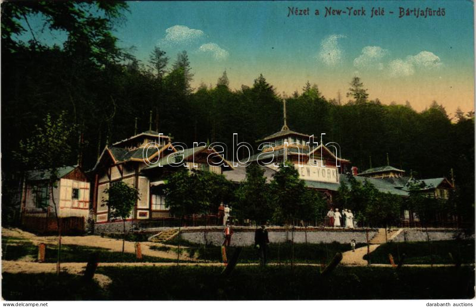 T2/T3 1913 Bártfa-fürdő, Bardejovské Kúpele, Bardiov; New York Vendéglő, étterem. Salgó Mór Kiadása / Restaurant (EK) - Non Classés