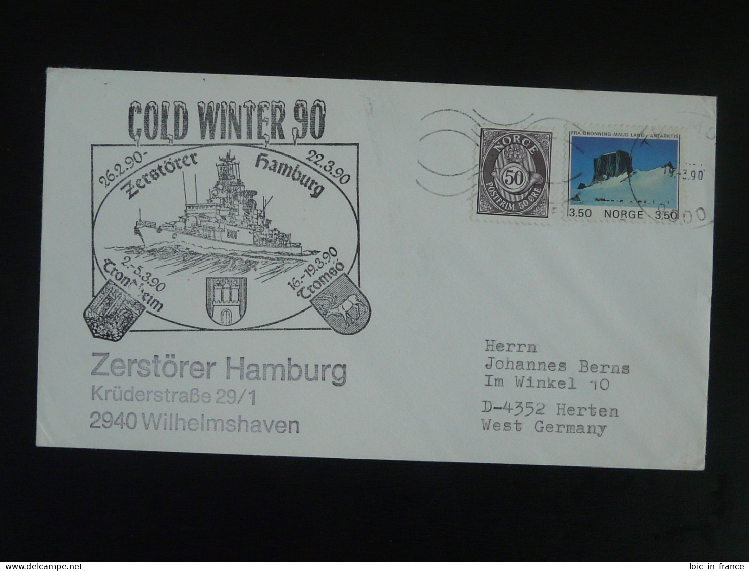 Lettre Cover Cold Winter Trondheim Norvege Norway 1990 - Storia Postale