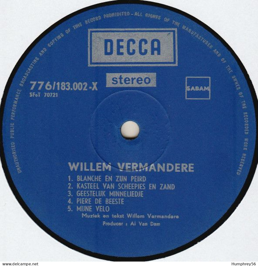 1971 - Willem VERMANDERE - Country En Folk