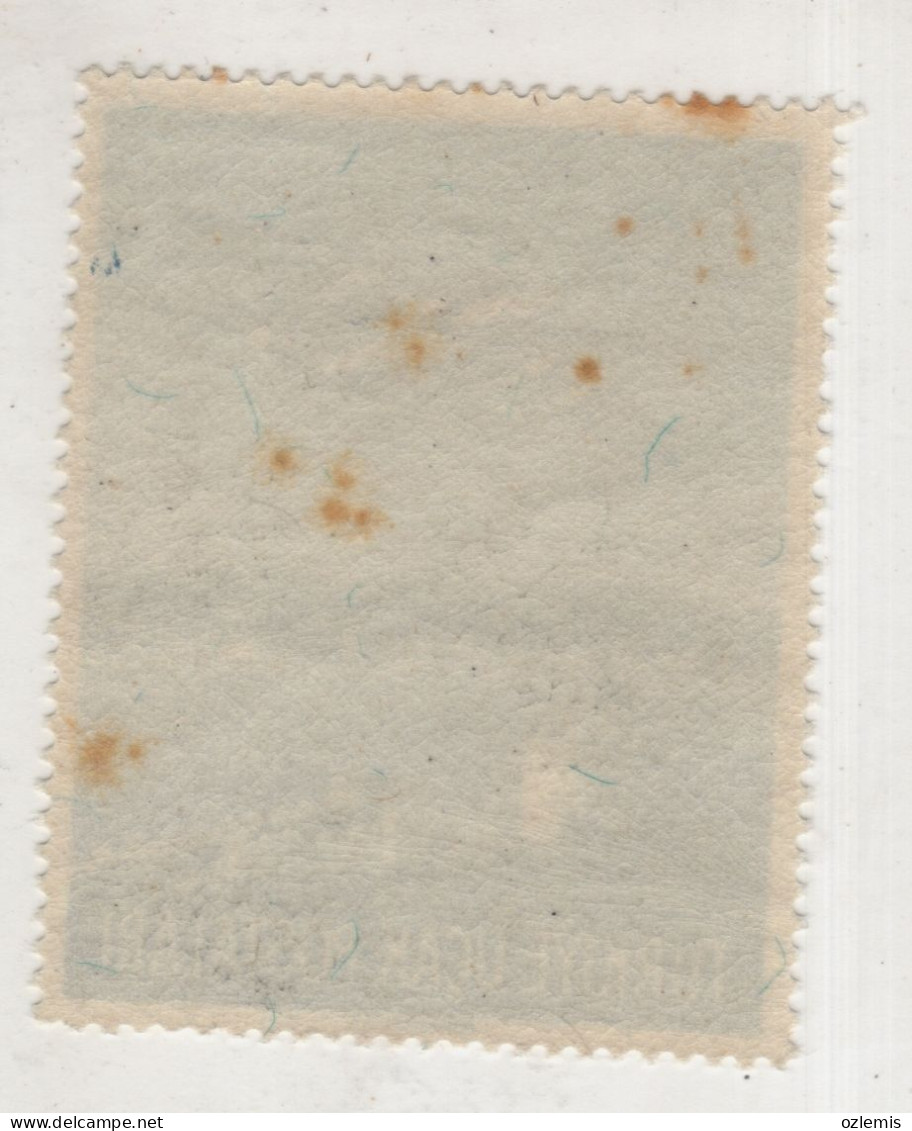 TURKEY,TURKEI,TURQUIE ,1950 2,5 L PLANE OVER RUMELI HISARI FORTRESS AIRMAIL STAMP ,MNH BUT STAINED AND YELLOWED - Blocks & Sheetlets